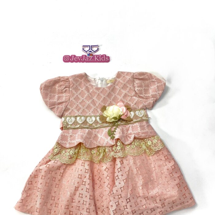 BABY NUDE DRESS WITH GOLD LACE