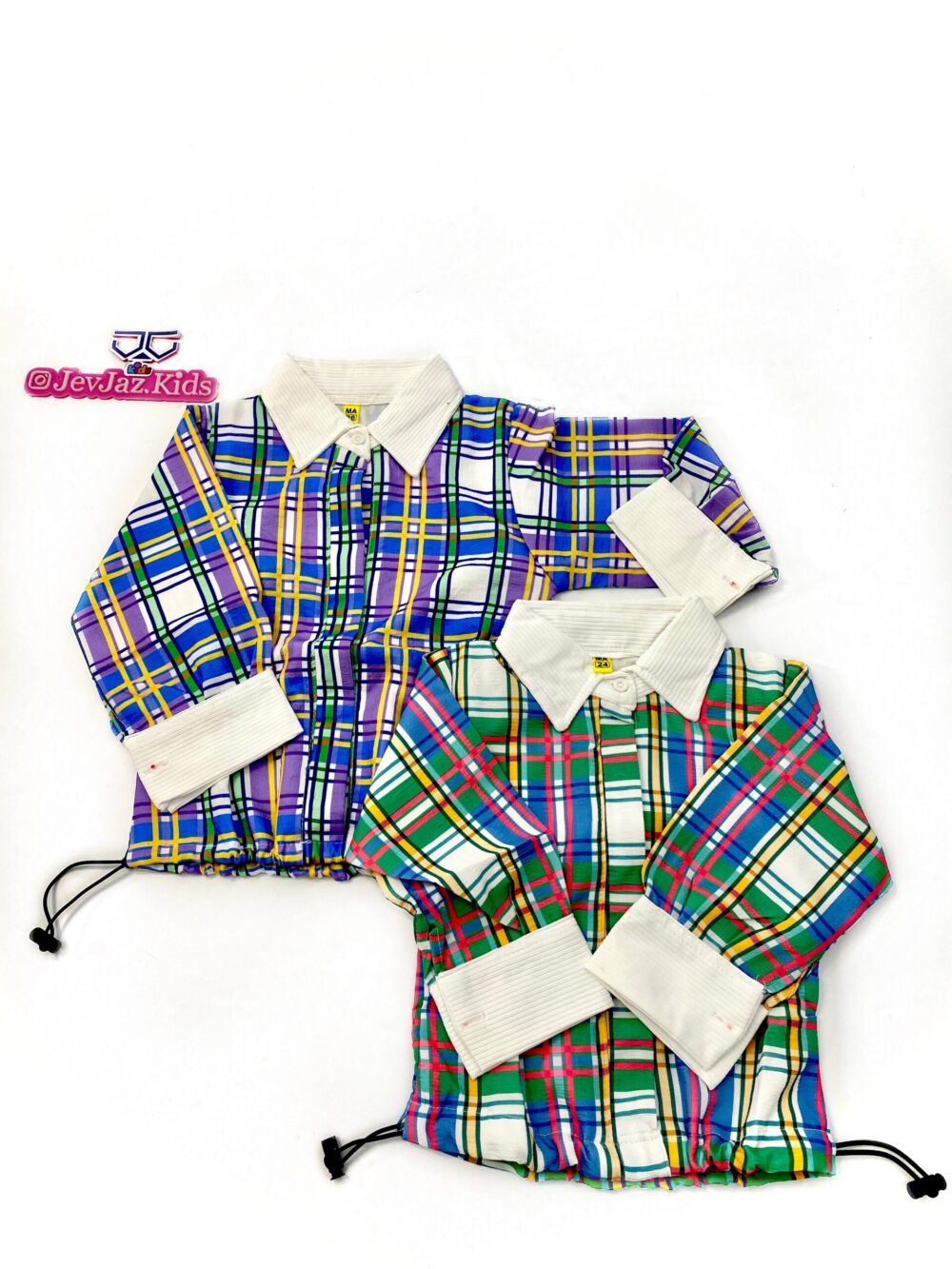 CHECK DRESS WITH WHITE COLLAR(Purple) - Image 2
