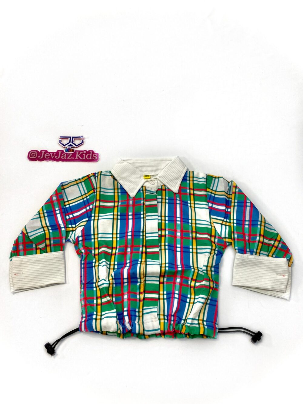 CHECK DRESS WITH WHITE COLLAR(Green)