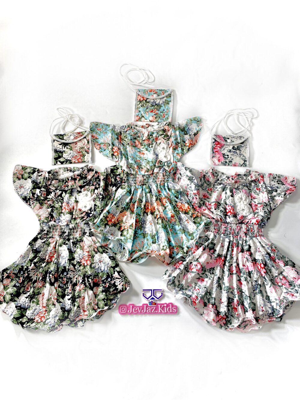 FLORAL DRESS WITH BAG (Blue) - Image 2