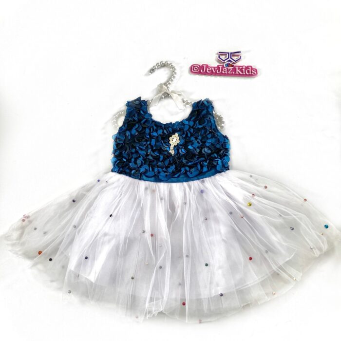 ROSETTE DRESS WITH BEADS (Blue)