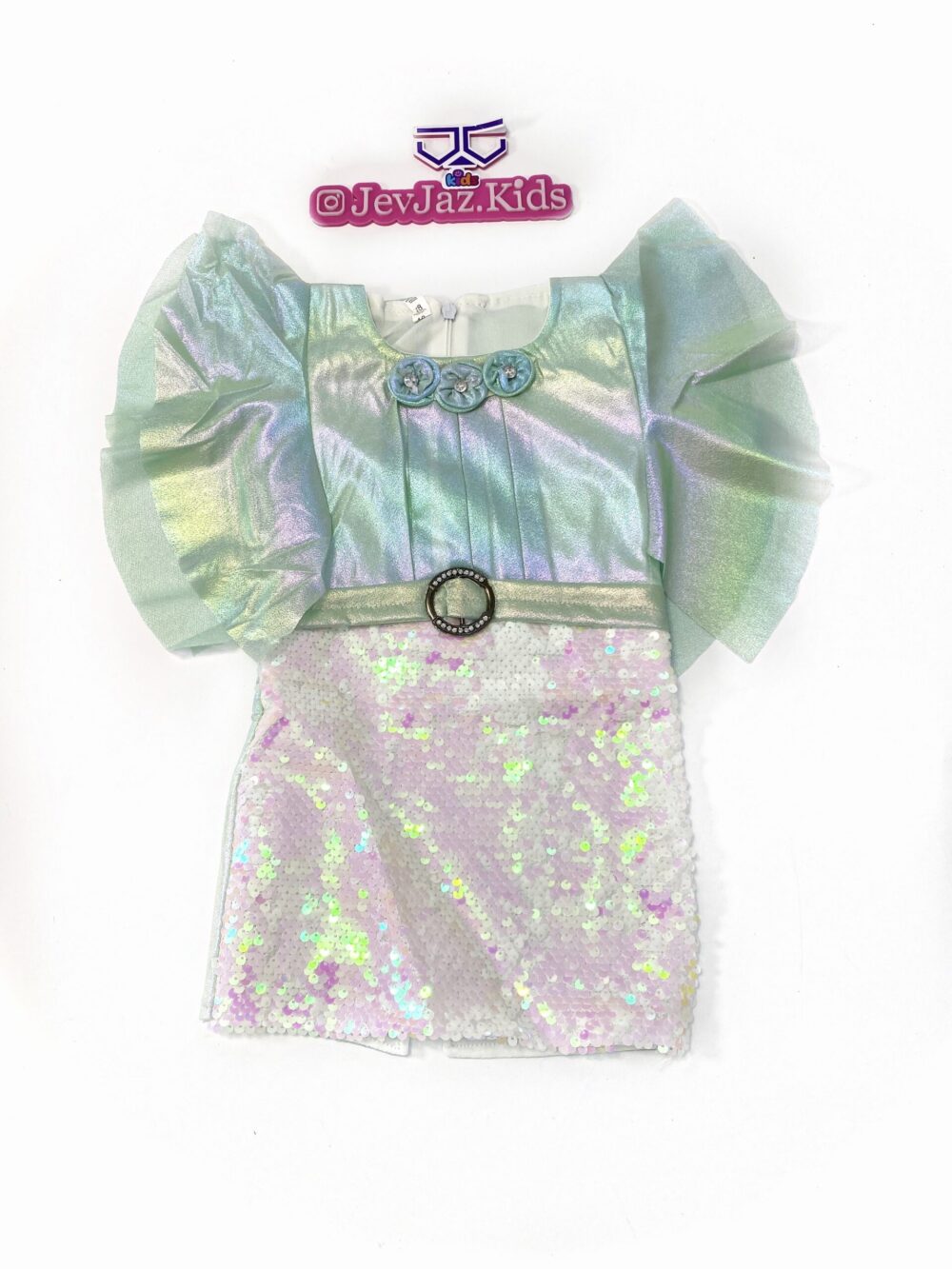 METALLIC AND SEQUIN FITTED DRESS (Green)