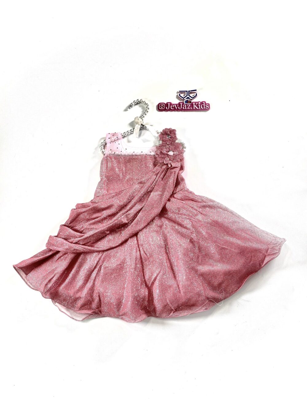 SHINNY-DRESS-WITH-SLANT (Pink)