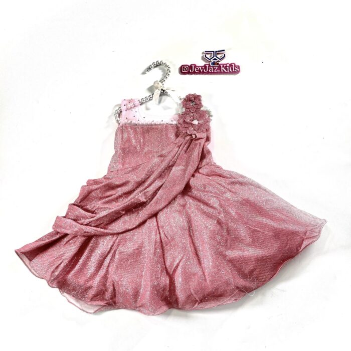 SHINNY-DRESS-WITH-SLANT (Pink)