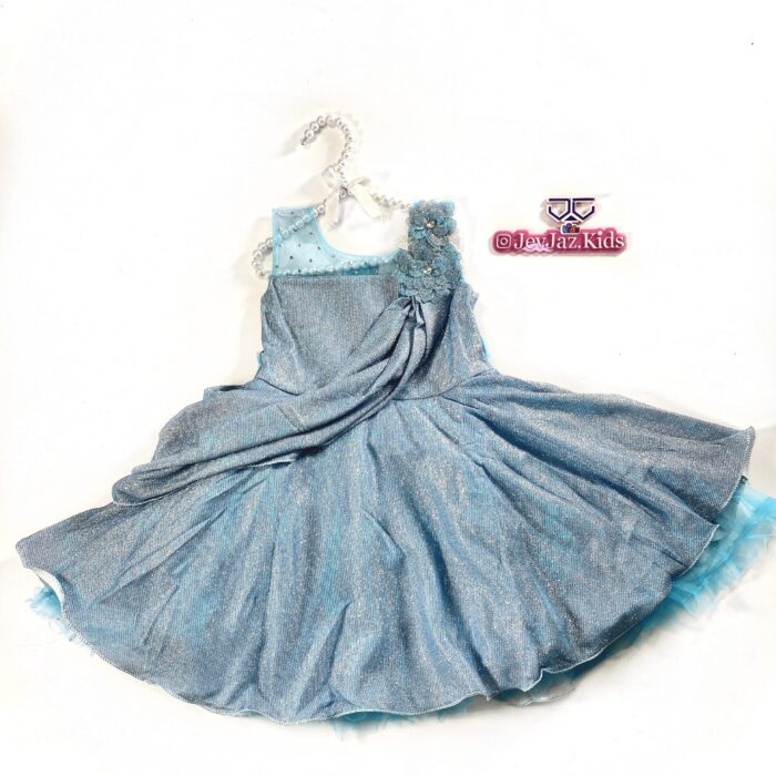 SHINNY-DRESS-WITH-SLANT (Skyblue)