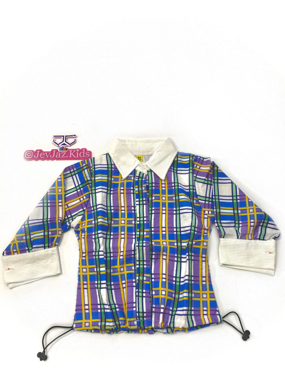 CHECK DRESS WITH WHITE COLLAR(Purple)
