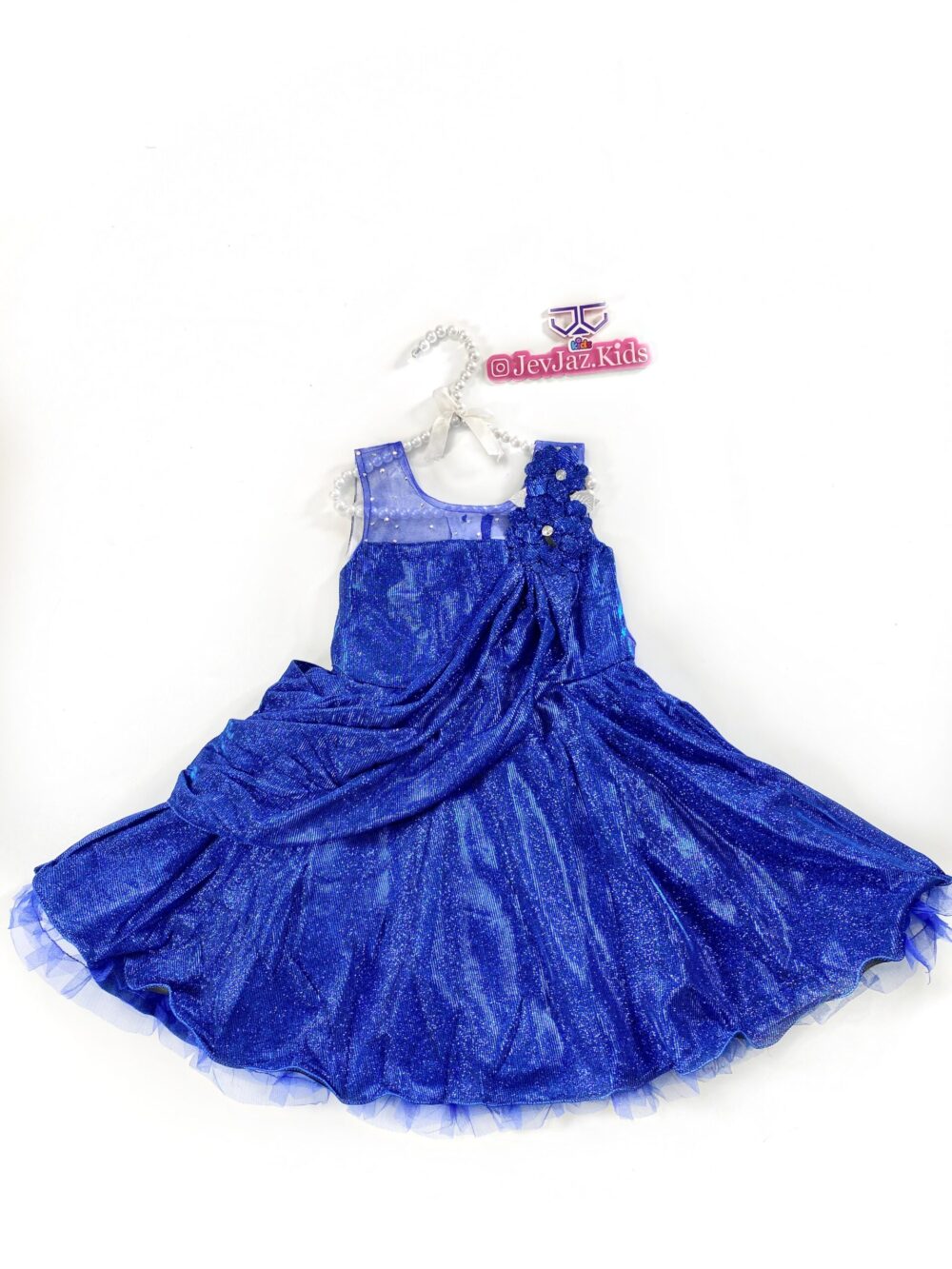 SHINNY-DRESS-WITH-SLANT (Royal blue)