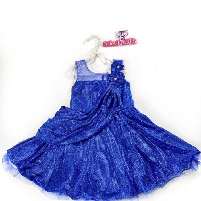 SHINNY-DRESS-WITH-SLANT (Royal blue)