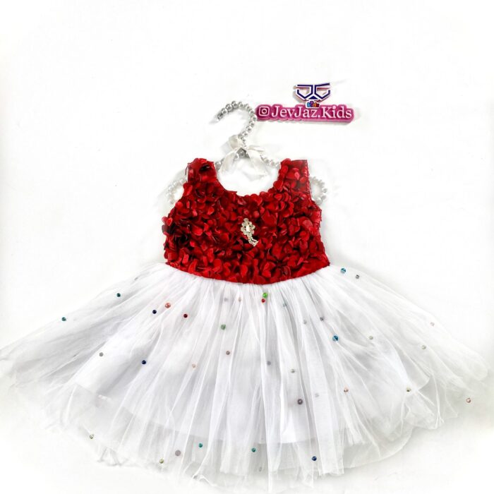 ROSETTE DRESS WITH BEADS (Red)