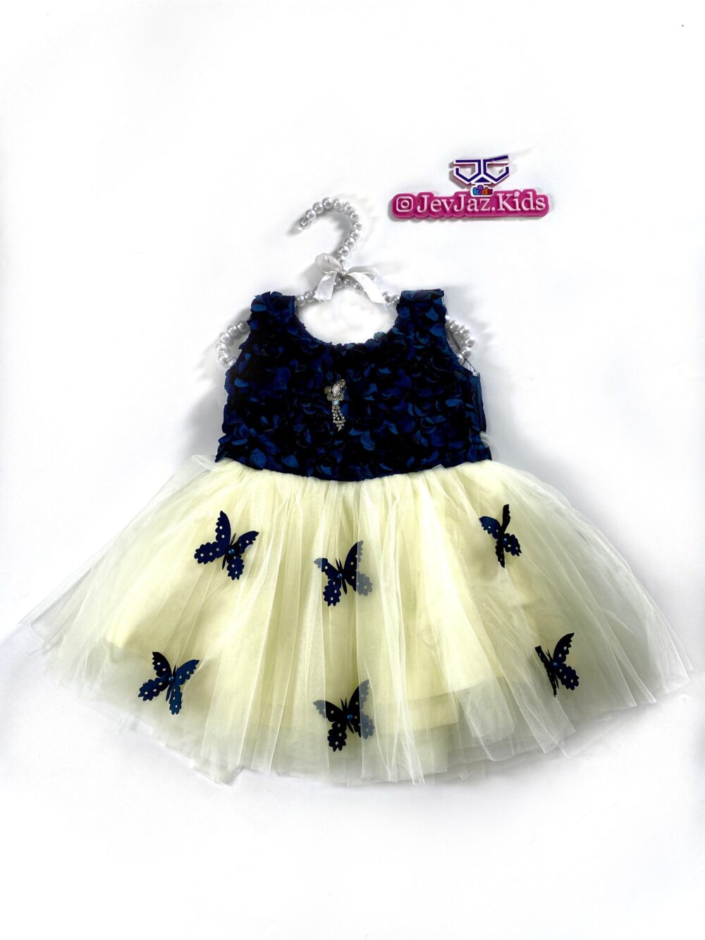 ROSETTE DRESS WITH BUTTERFLY (Blue)