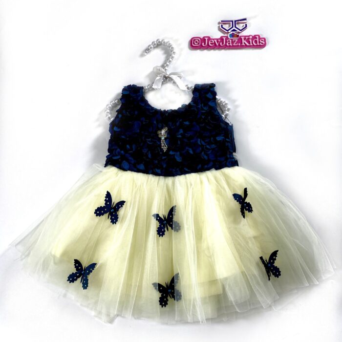 ROSETTE DRESS WITH BUTTERFLY (Blue)