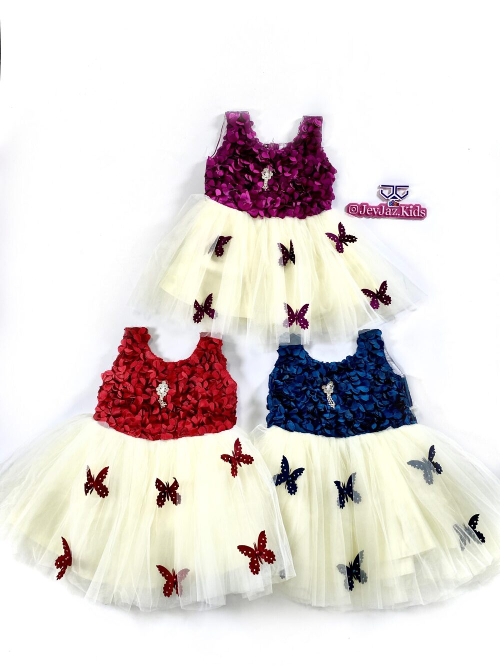ROSETTE DRESS WITH BUTTERFLY (Red) - Image 2