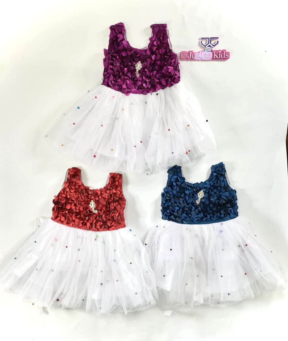 ROSETTE DRESS WITH BEADS (Red) - Image 2