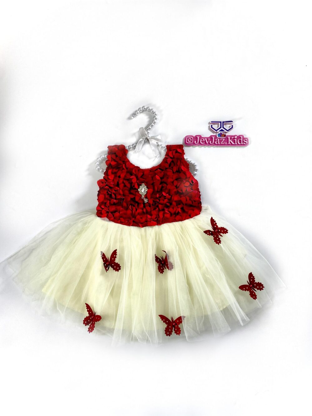 ROSETTE DRESS WITH BUTTERFLY (Red)