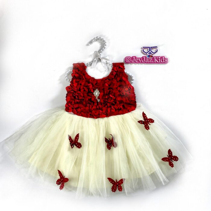 ROSETTE DRESS WITH BUTTERFLY (Red)