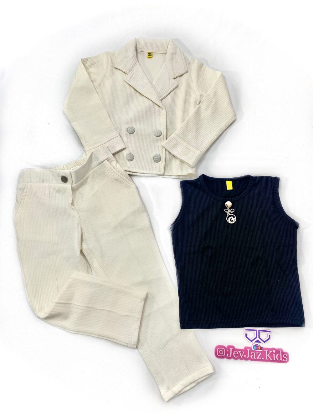 3PCS, JACKET, TROUSER & TOP (White)