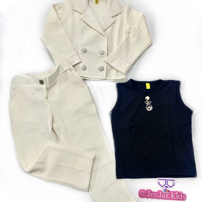 3PCS, JACKET, TROUSER & TOP (White)