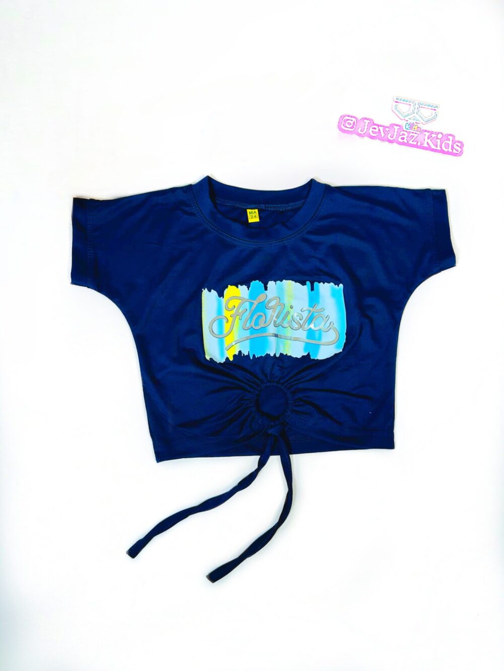 CROP TOP "FLORISTA" WITH CIRCLE ROPE(Navy Blue)