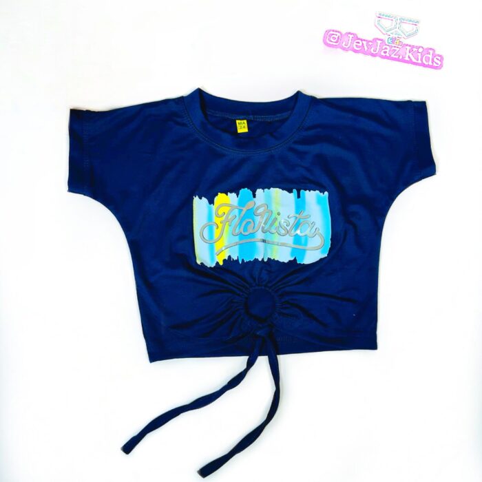 CROP TOP "FLORISTA" WITH CIRCLE ROPE(Navy Blue)
