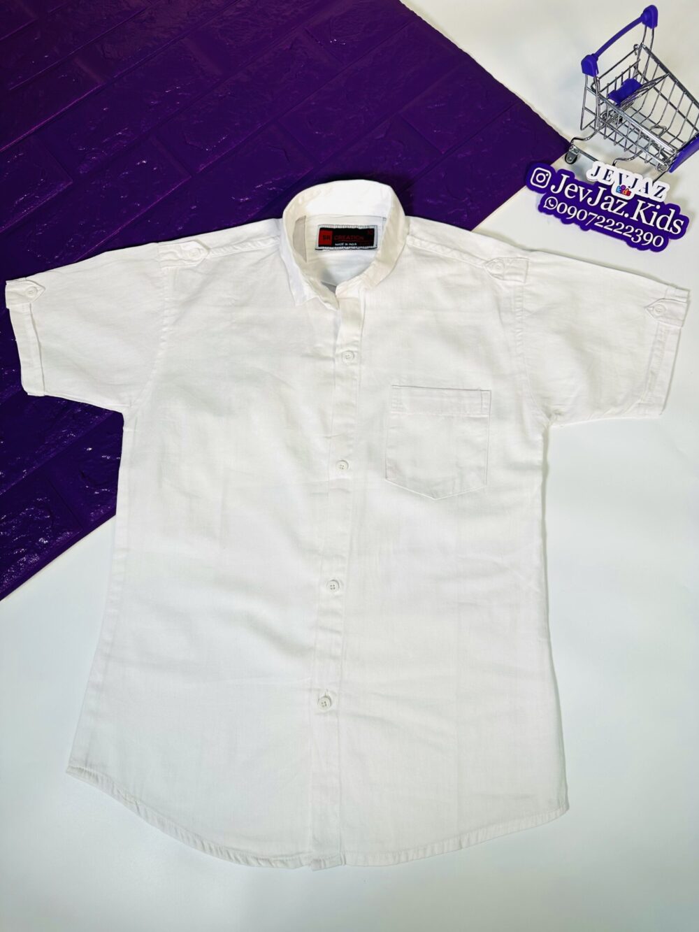 SR PLAIN DRESS SHIRT SHORT SLEEVE BUTTON DOWN (WHITE)