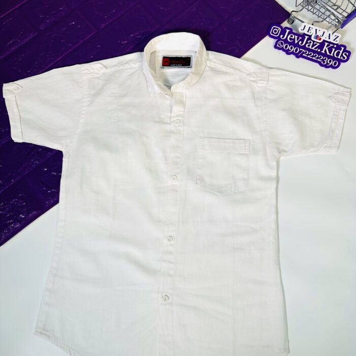 SR PLAIN DRESS SHIRT SHORT SLEEVE BUTTON DOWN (WHITE)