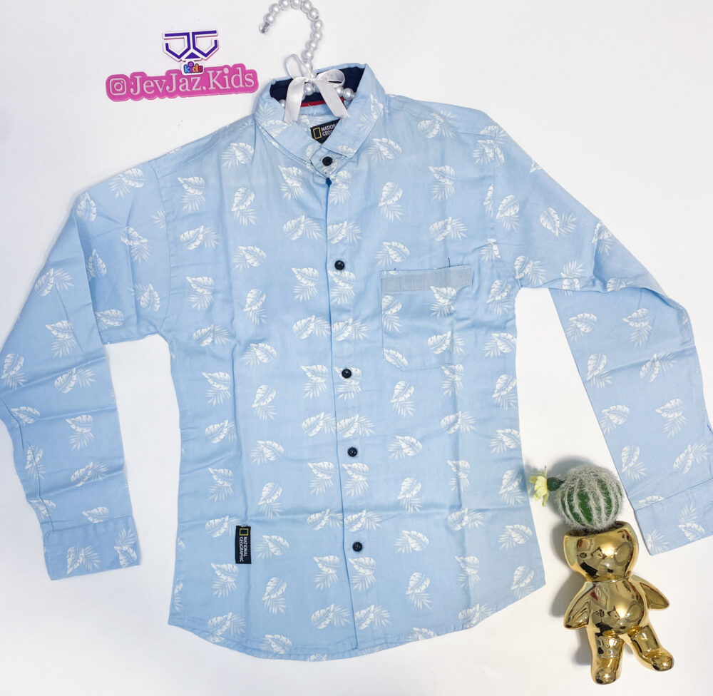 NATIONAL GEOGRAPHIC FLORAL SHIRT LONG SLEEVE BUTTON DOWN (Sky blue/White)