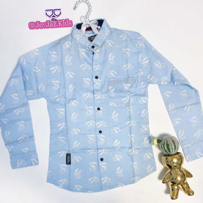 NATIONAL GEOGRAPHIC FLORAL SHIRT LONG SLEEVE BUTTON DOWN (Sky blue/White)