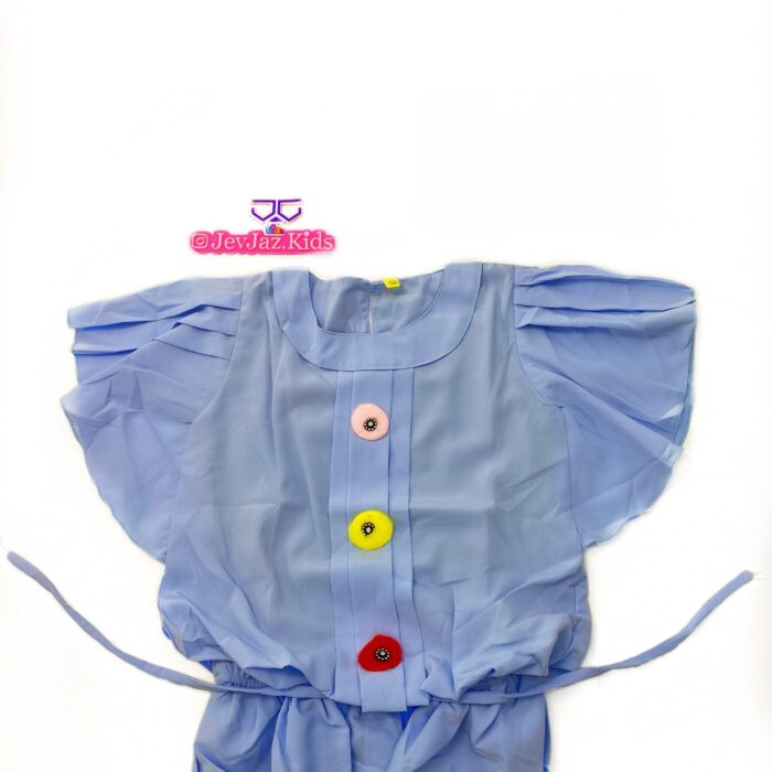 BLUE TOP WITH  COLORED BUTTONS