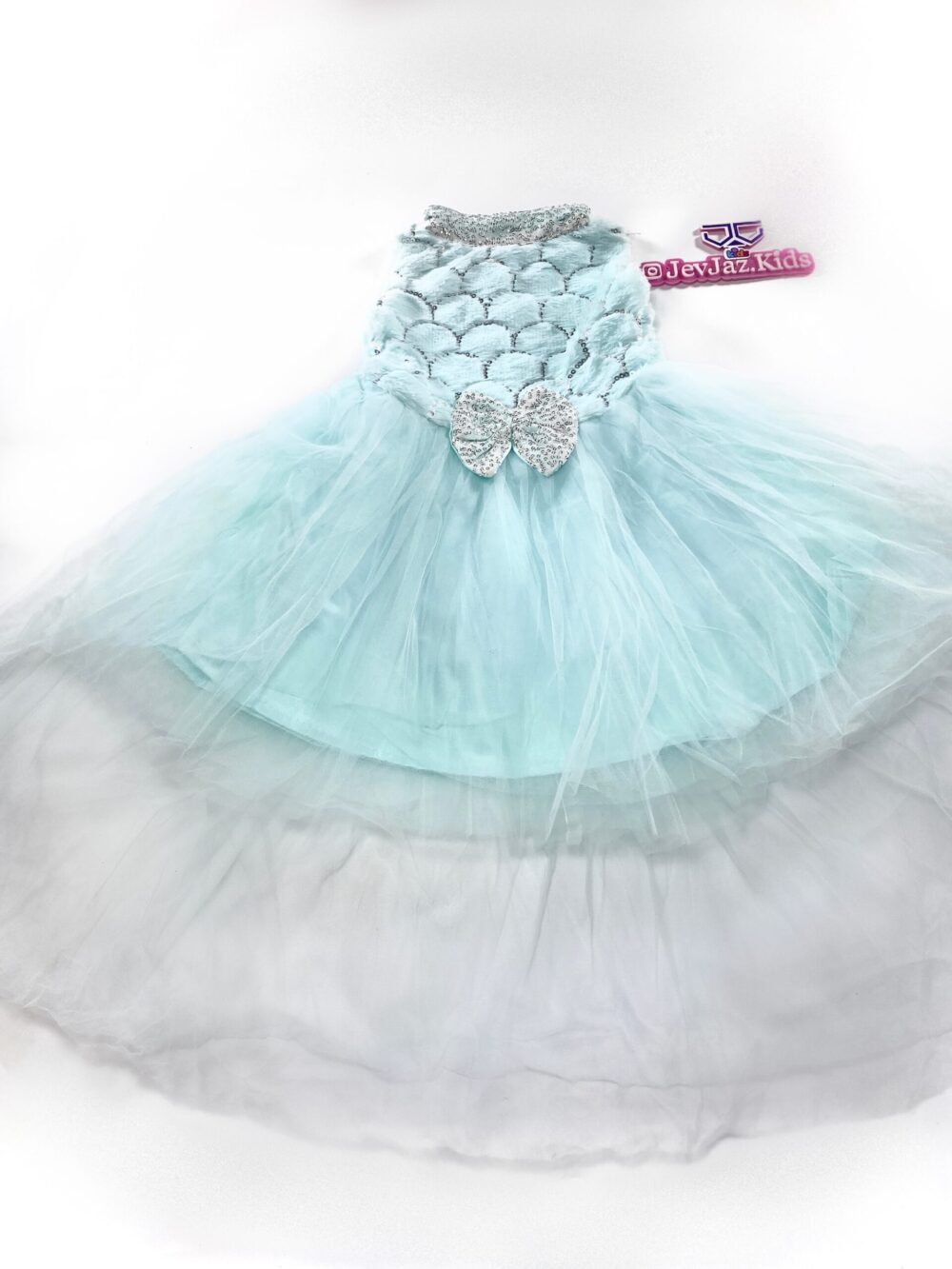 FUR AND TULLE DRESS (Sky-Blue)