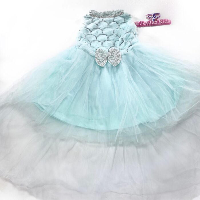 FUR AND TULLE DRESS (Sky-Blue)