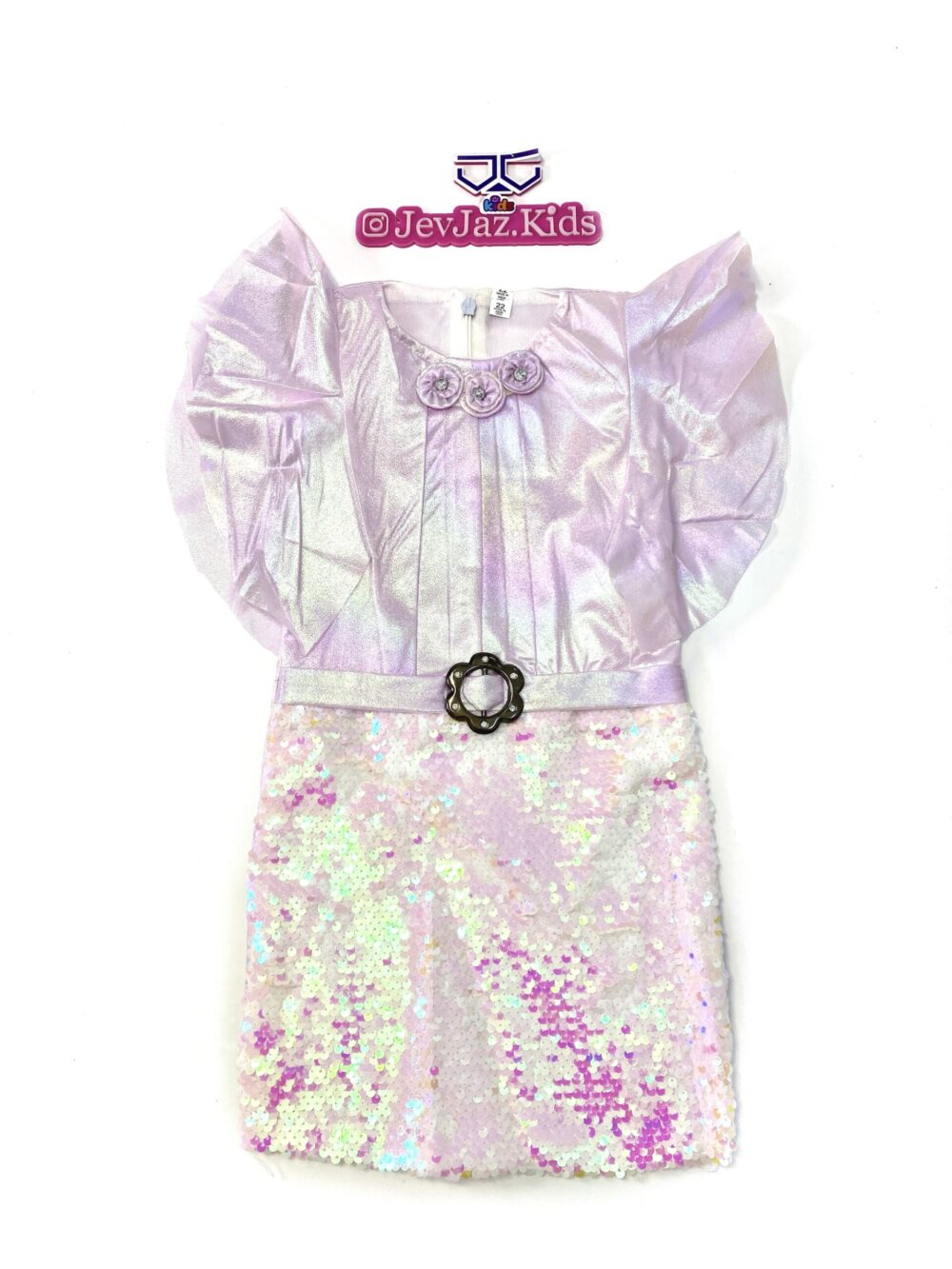 METALLIC AND SEQUIN FITTED DRESS (Lilac)