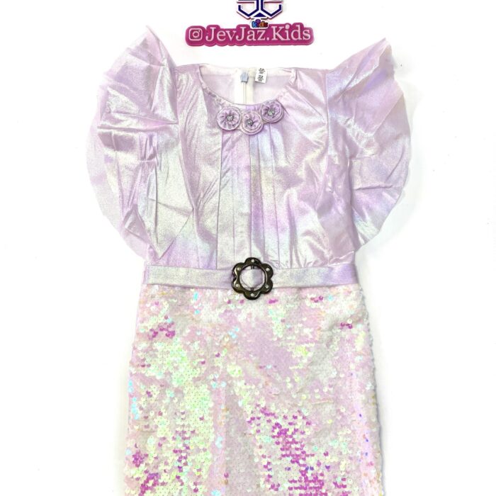 METALLIC AND SEQUIN FITTED DRESS (Lilac)
