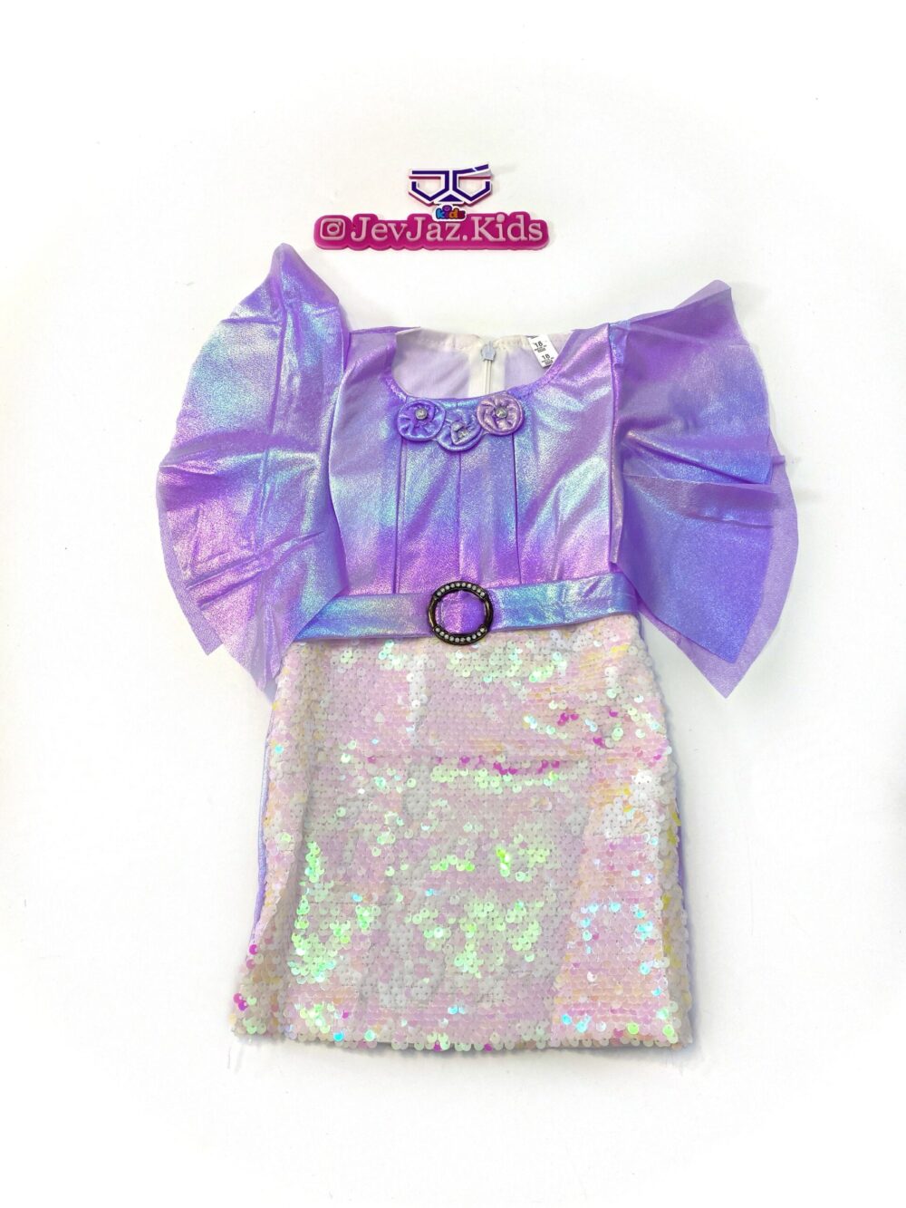 METALLIC AND SEQUIN FITTED DRESS (Purple)