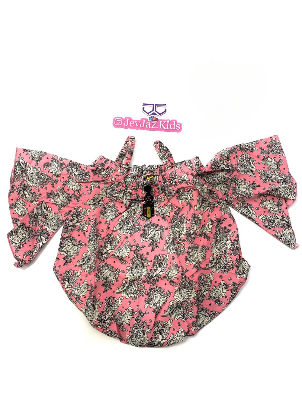 COLD SHOULDER PINK TOP WITH FLORAL DESIGN