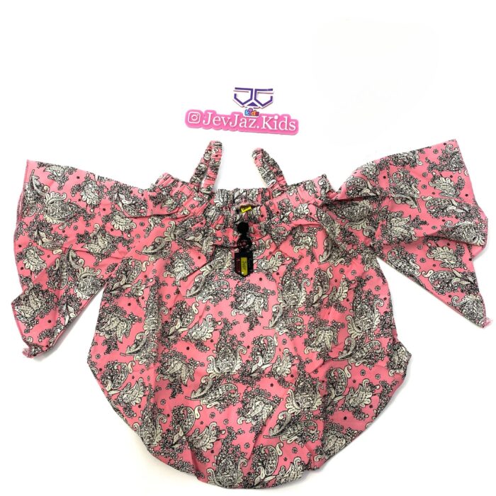 COLD SHOULDER PINK TOP WITH FLORAL DESIGN