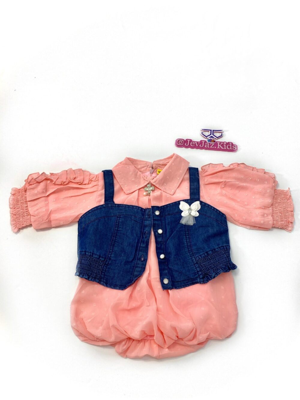 2PCS TOP AND DENIM BRALET (Peach)