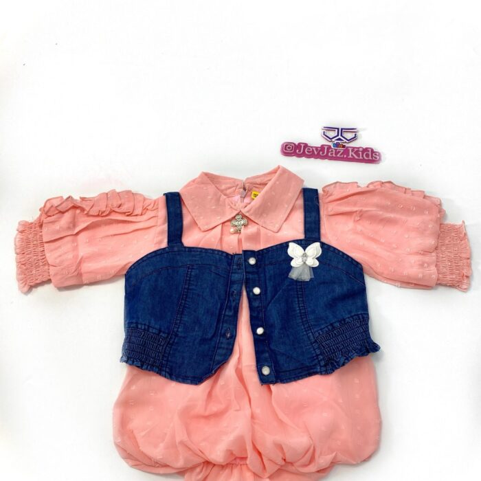 2PCS TOP AND DENIM BRALET (Peach)