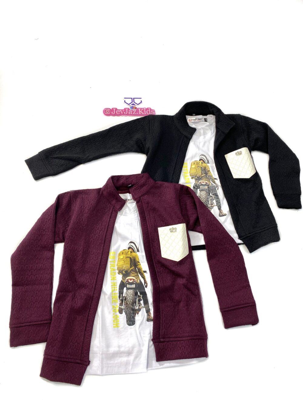 2PCS WINE JACKET AND WHITE T-SHIRT - Image 2