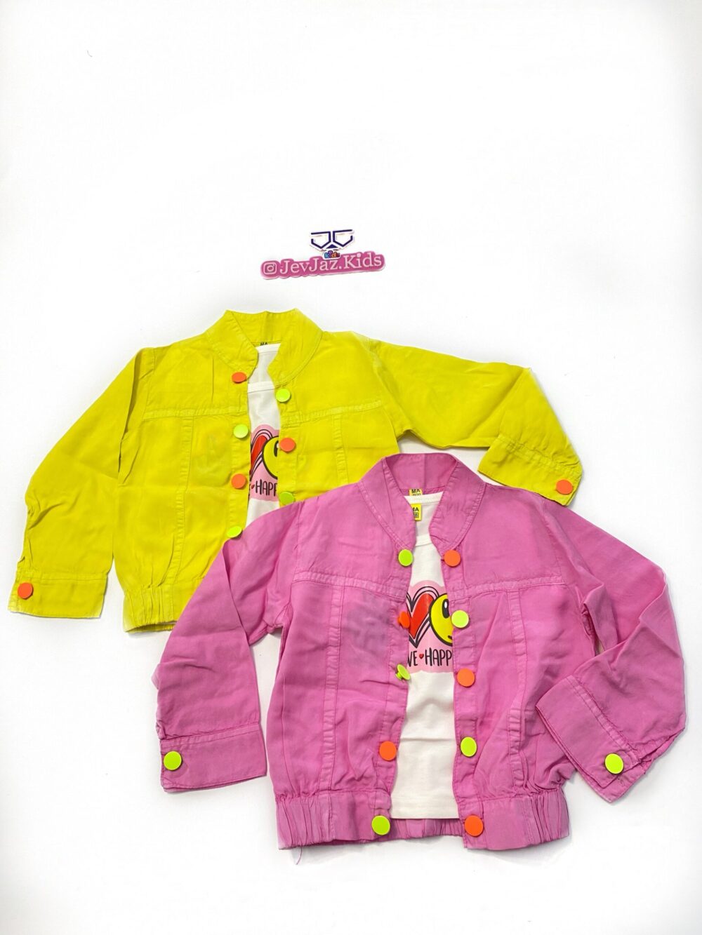 2PCS TOP AND JACKET "Peace Love Happiness" (Yellow) - Image 2