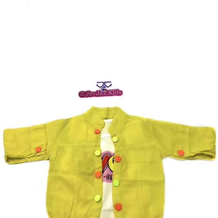 2PCS TOP AND JACKET "Peace Love Happiness" (Yellow)