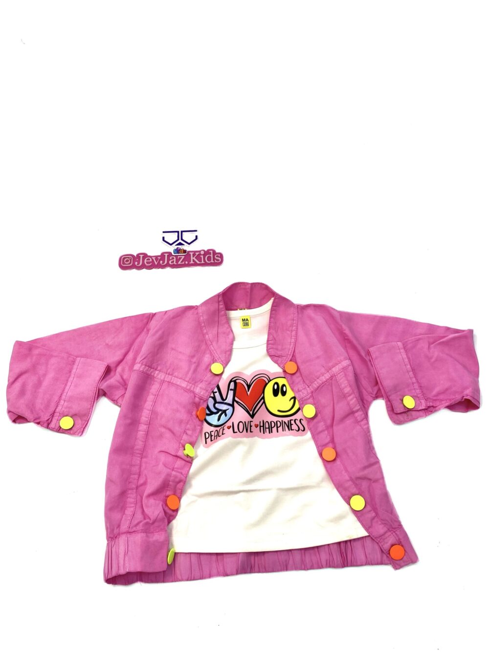 2PCS TOP AND JACKET "Peace Love Happiness" (Pink)