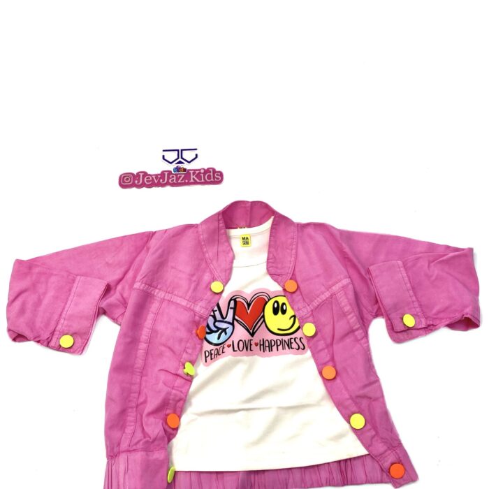 2PCS TOP AND JACKET "Peace Love Happiness" (Pink)