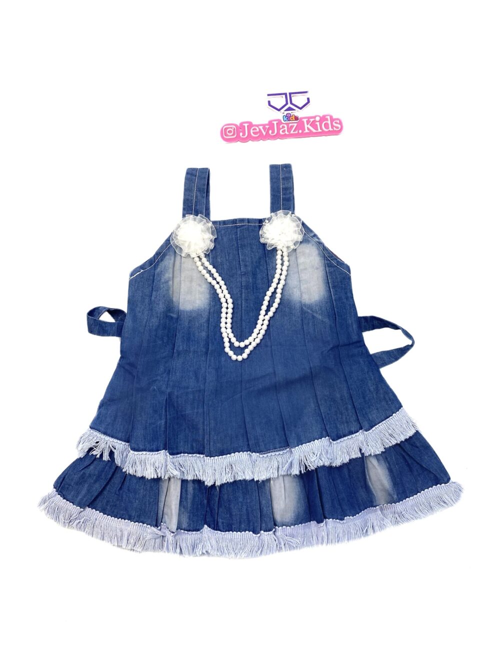 DENIM DRESS WITH PEARLS