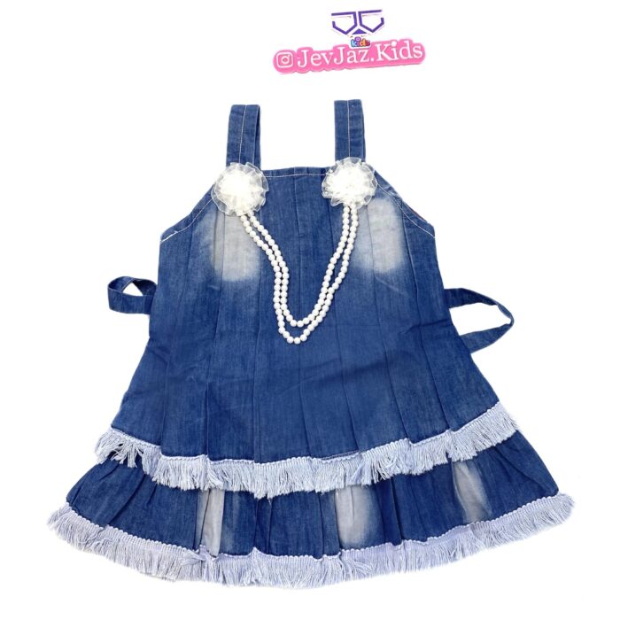 DENIM DRESS WITH PEARLS