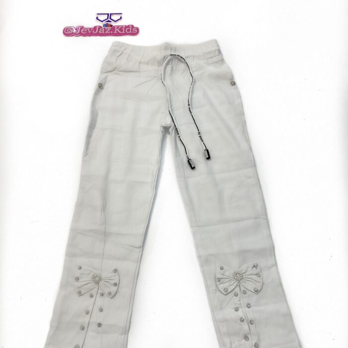 WHITE LEGGINGS WITH ANKLE BOW