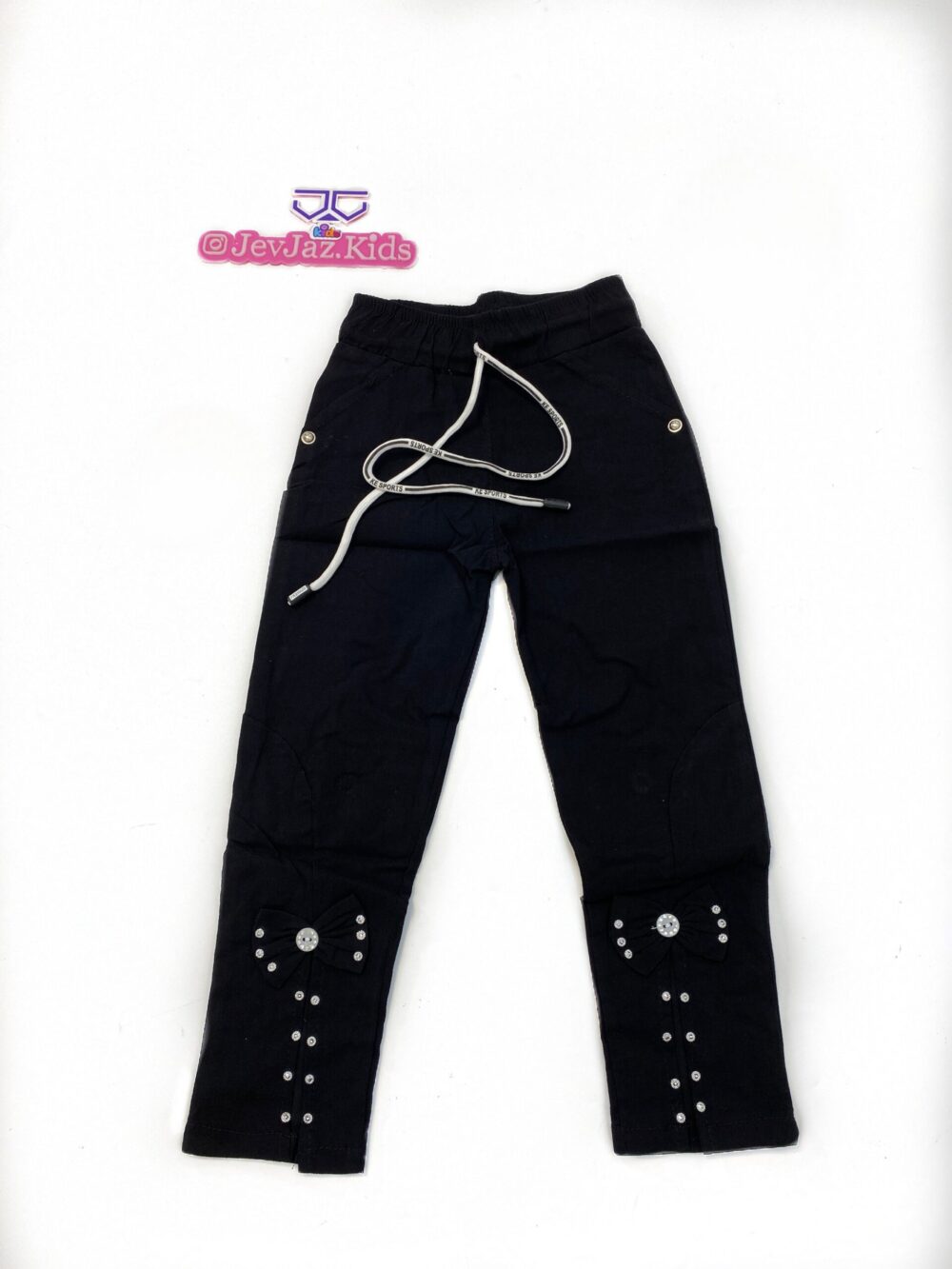 BLACK LEGGINGS WITH ANKLE BOW
