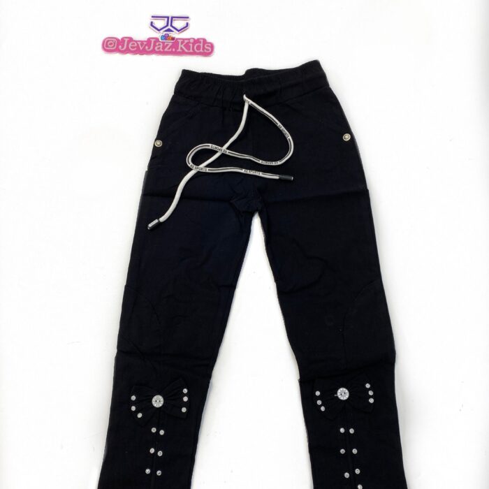 BLACK LEGGINGS WITH ANKLE BOW