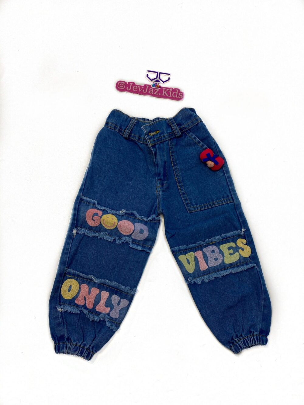 DENIM PANTS "GOOD VIBE ONLY" (Dark)