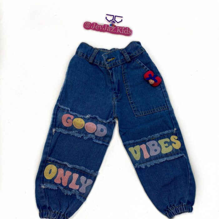 DENIM PANTS "GOOD VIBE ONLY" (Dark)
