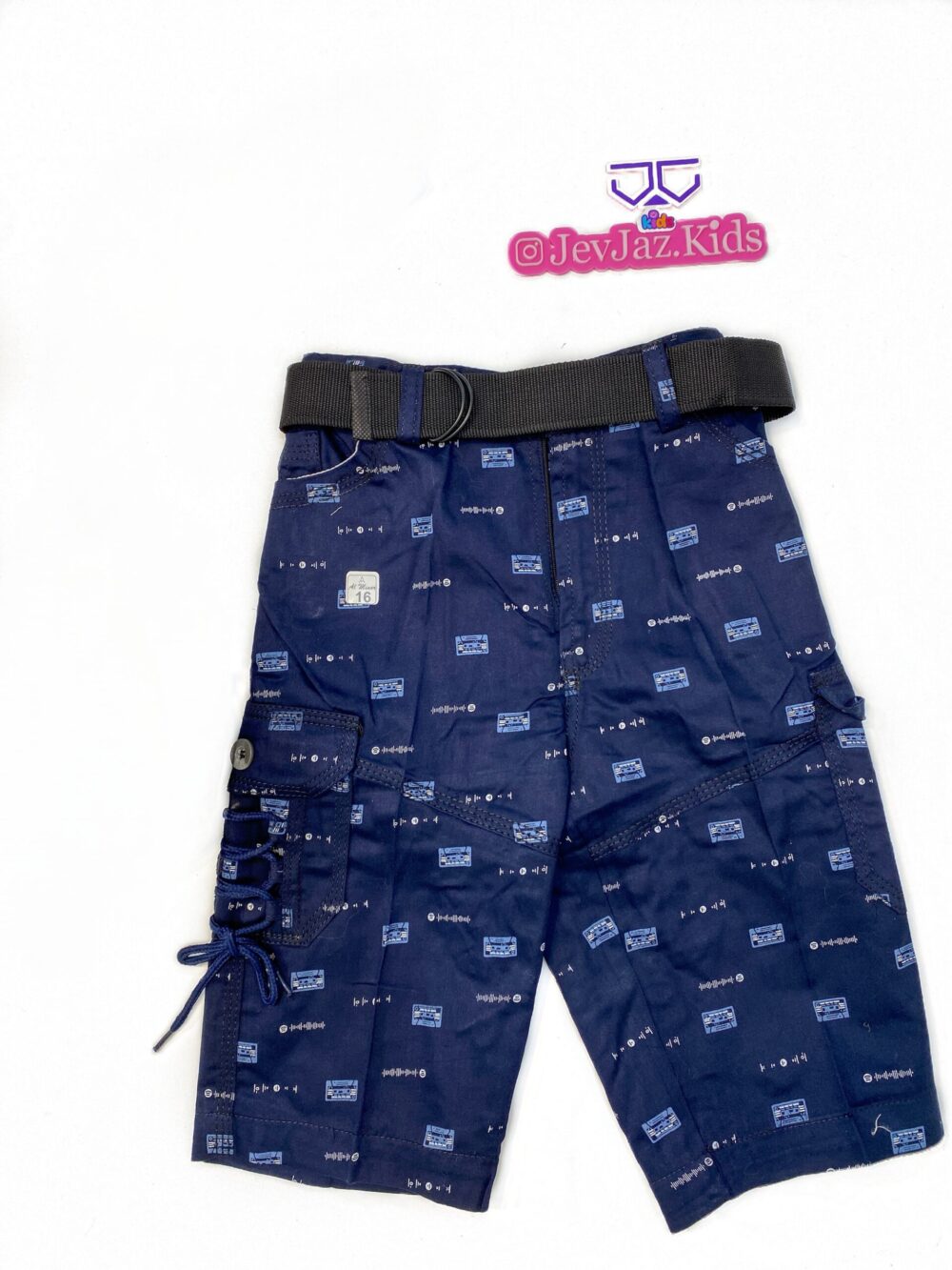 3 QUARTER SHORT WITH BELT (NAVY) - Image 2